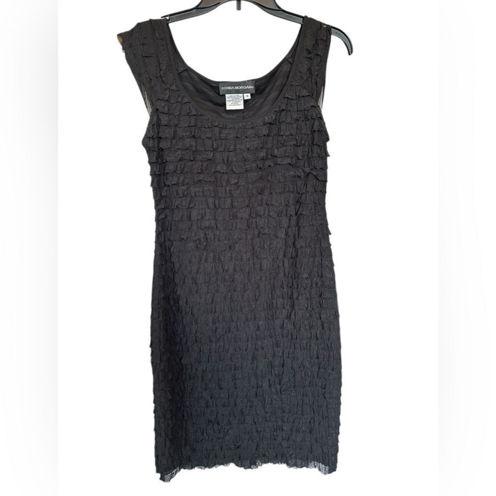 Donna Morgan Black Lace Tiered Dark Romance Cocktail Dress 8